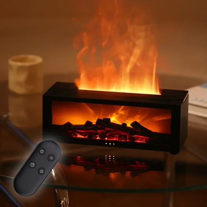 Fireplace Flame Humidifier with Essential Oil Diffuser & Remote Control | 7 LED Colors