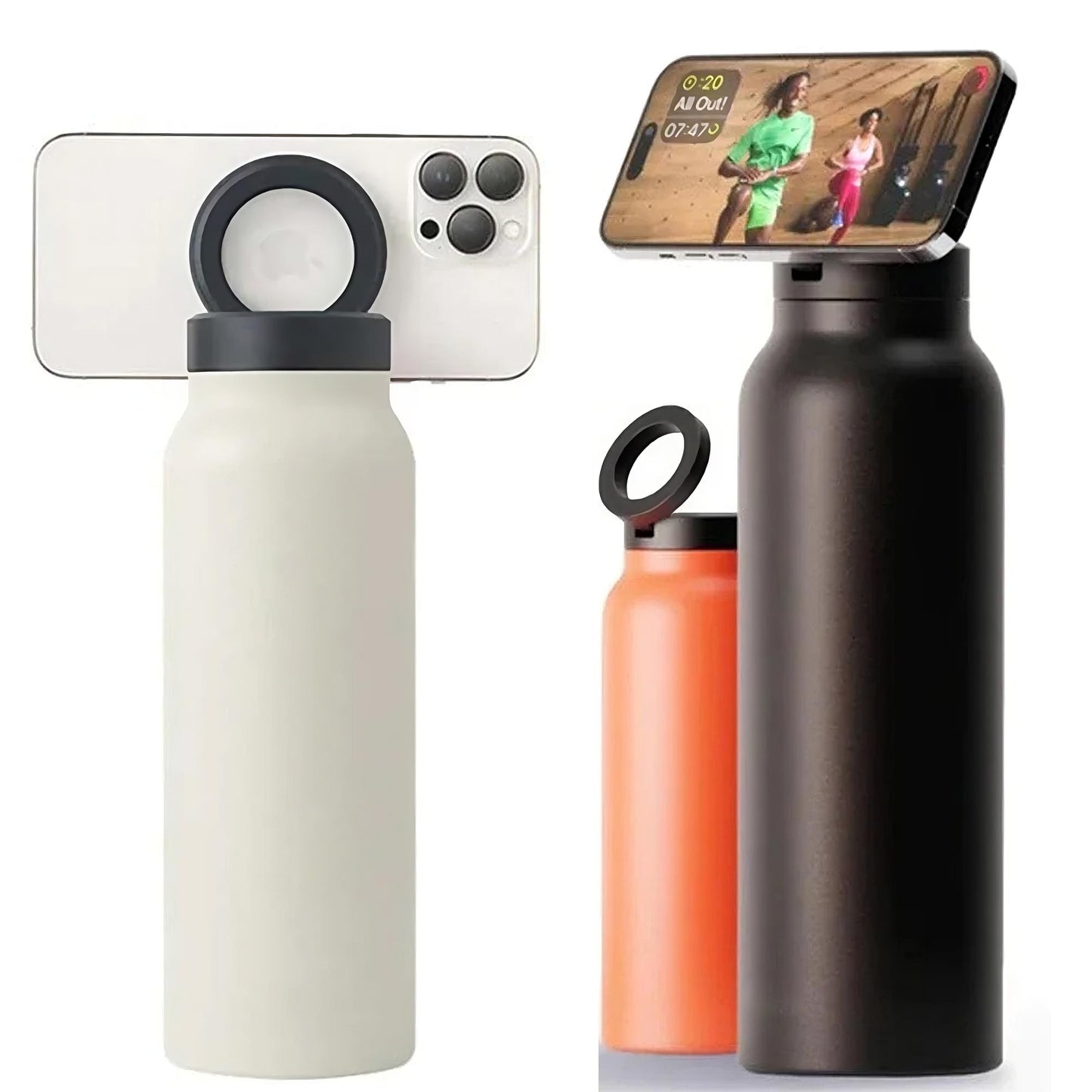 Smart Water Bottle with MagSafe Phone Mount – 24oz Insulated Stainless Steel with 360° Rotating Holder