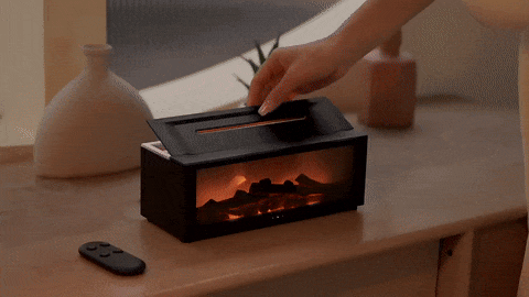 Fireplace Flame Humidifier with Essential Oil Diffuser & Remote Control | 7 LED Colors
