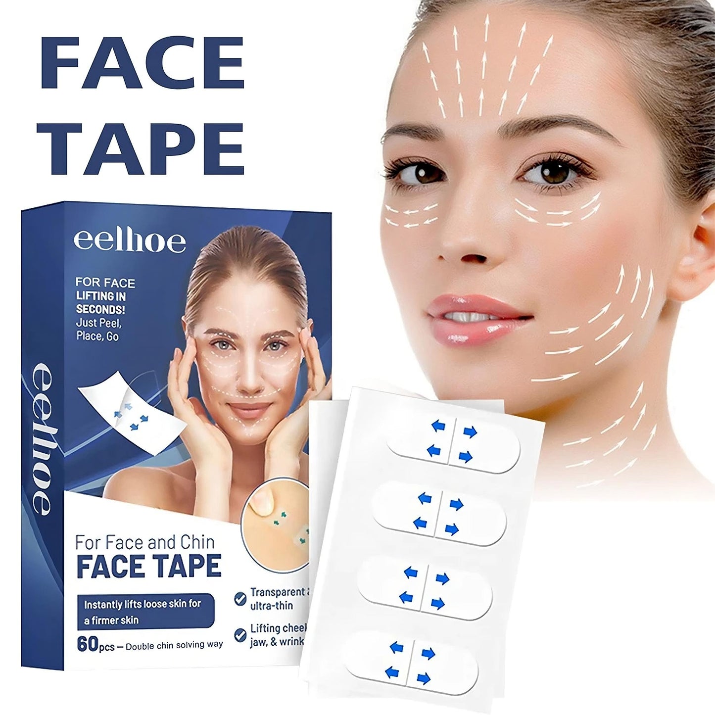 Anti-Wrinkle Beauty Stickers – Invisible Face Lift Patches with Hyaluronic Acid & Collagen