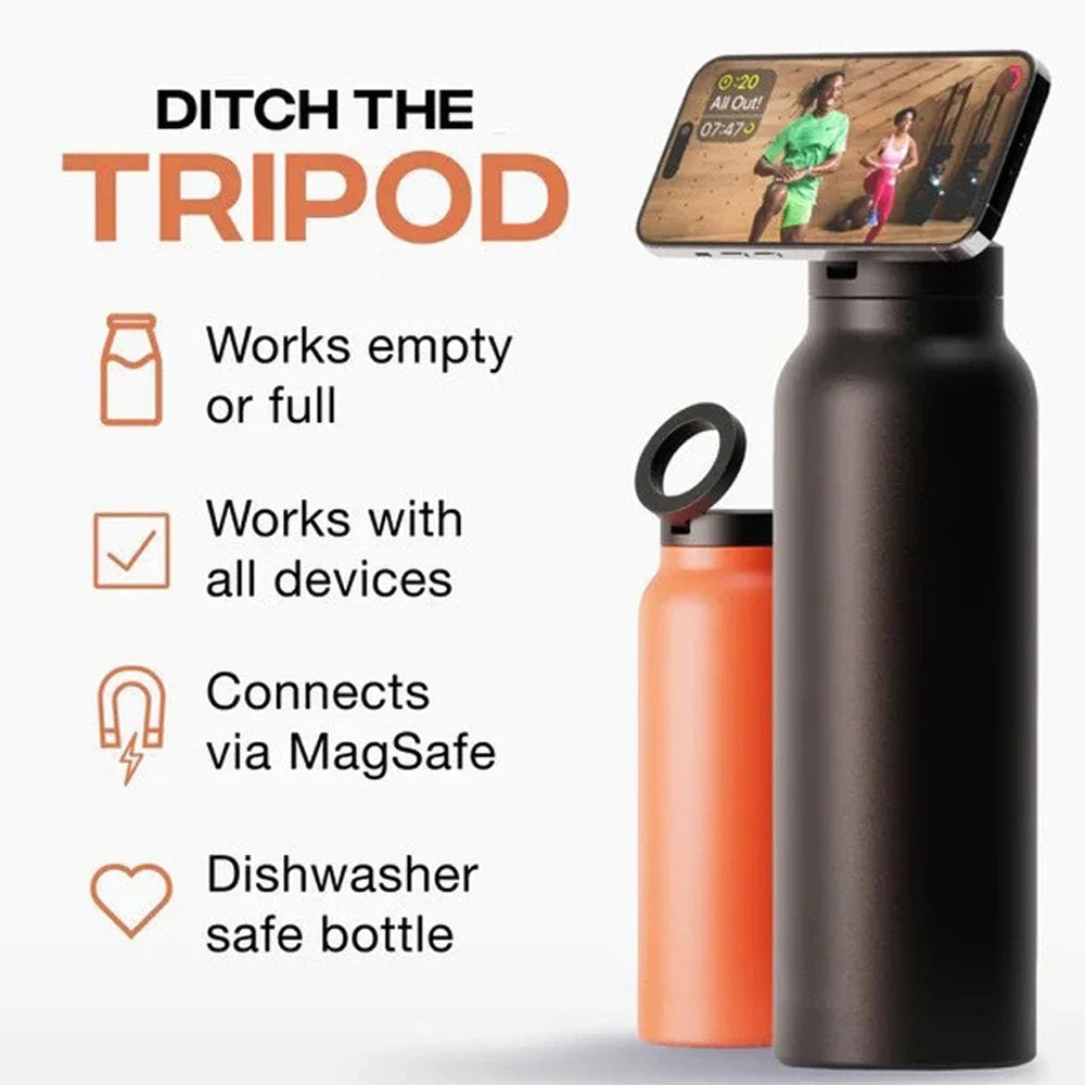 Smart Water Bottle with MagSafe Phone Mount – 24oz Insulated Stainless Steel with 360° Rotating Holder