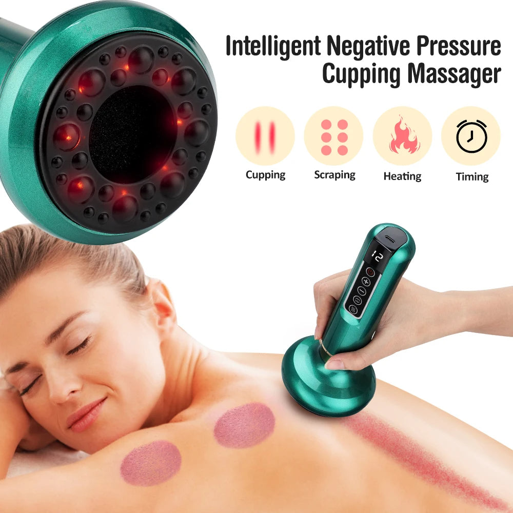 3-in-1 Intelligent Infrared Cupping Massager | 12 Suction Modes | Handheld Cellulite Vacuum Therapy Device