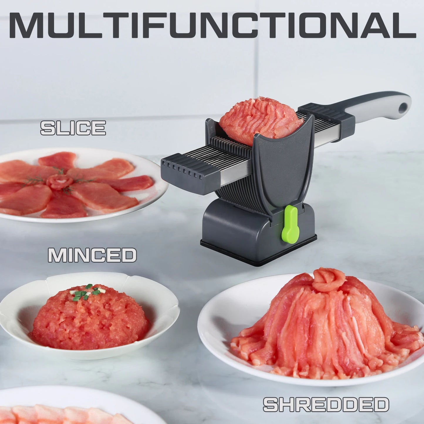 Fresh Meat Slicer Cleaver Set | Stainless Steel 17-Blade Cutter with Adjustable Thickness