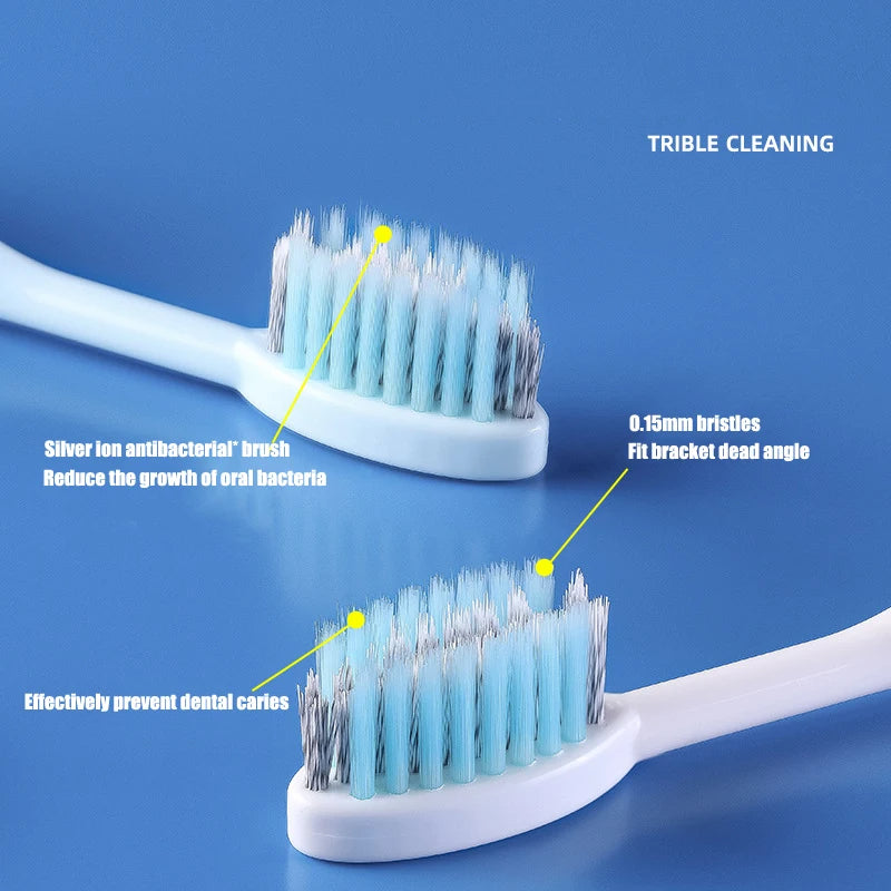 Portable 3-in-1 Travel Toothbrush with Built-in Toothpaste Tube and Case – Extra Soft Bristles