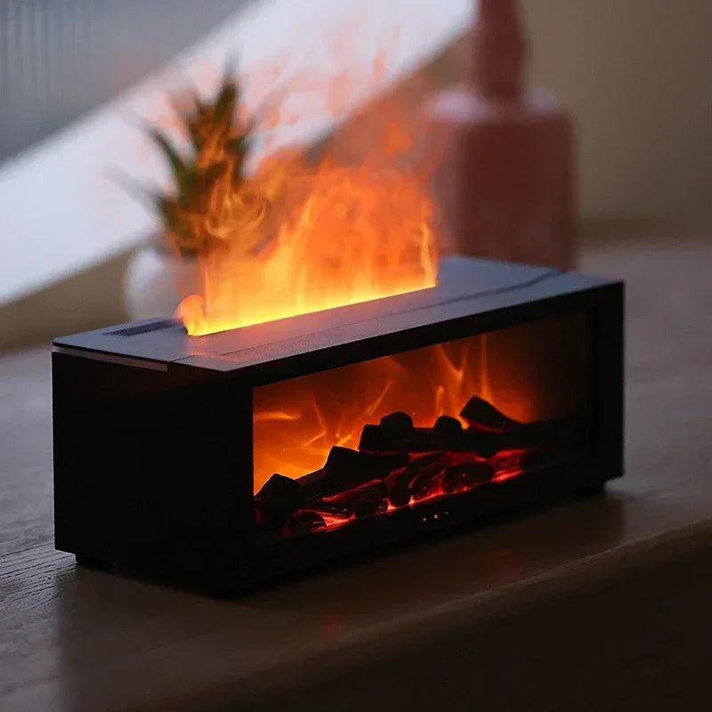 Fireplace Flame Humidifier with Essential Oil Diffuser & Remote Control | 7 LED Colors