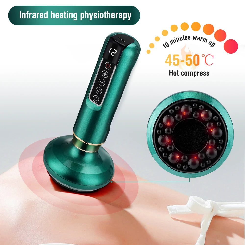 3-in-1 Intelligent Infrared Cupping Massager | 12 Suction Modes | Handheld Cellulite Vacuum Therapy Device