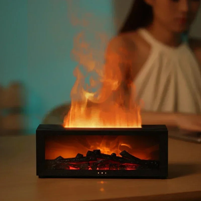 Fireplace Flame Humidifier with Essential Oil Diffuser & Remote Control | 7 LED Colors