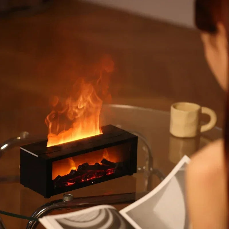 Fireplace Flame Humidifier with Essential Oil Diffuser & Remote Control | 7 LED Colors