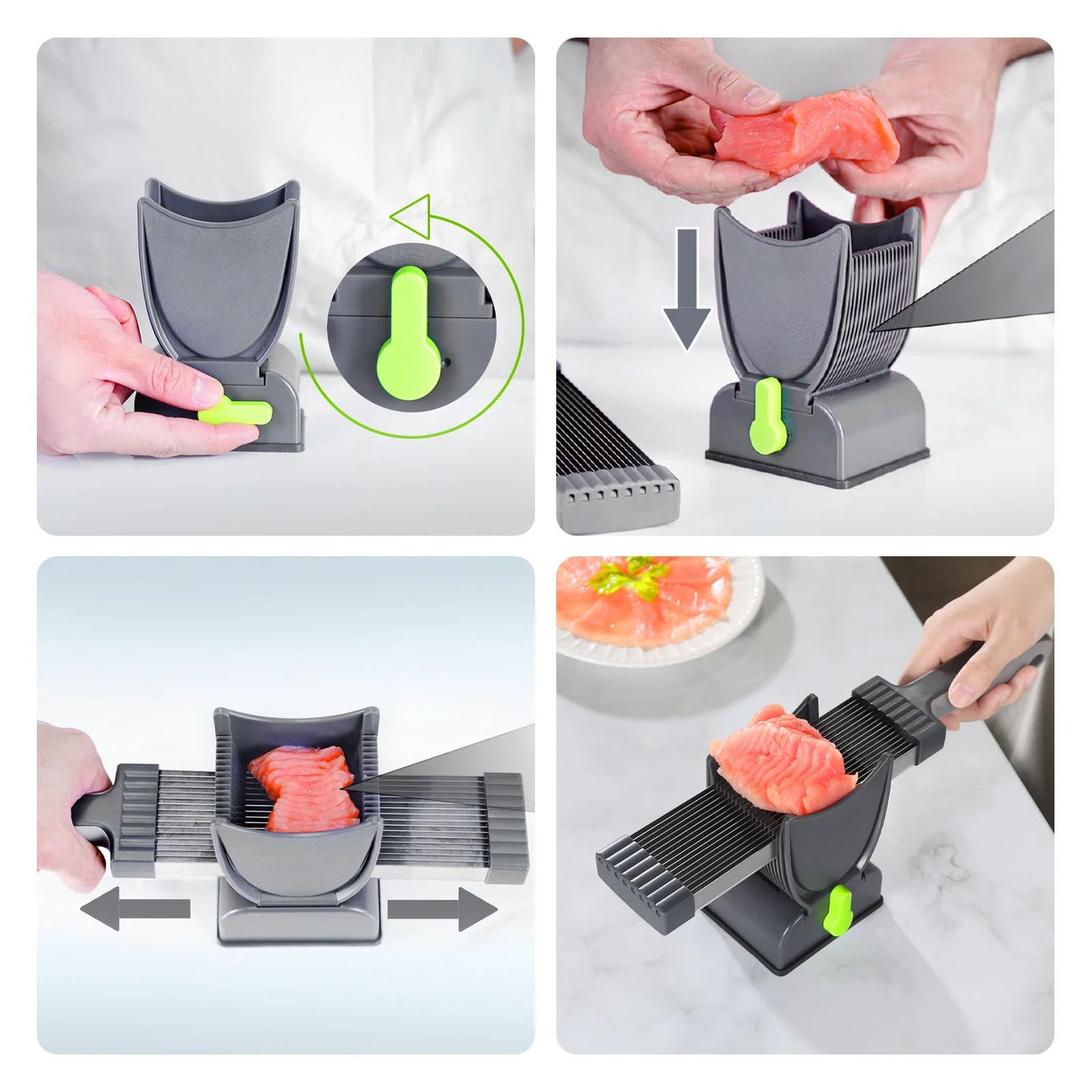 Fresh Meat Slicer Cleaver Set | Stainless Steel 17-Blade Cutter with Adjustable Thickness