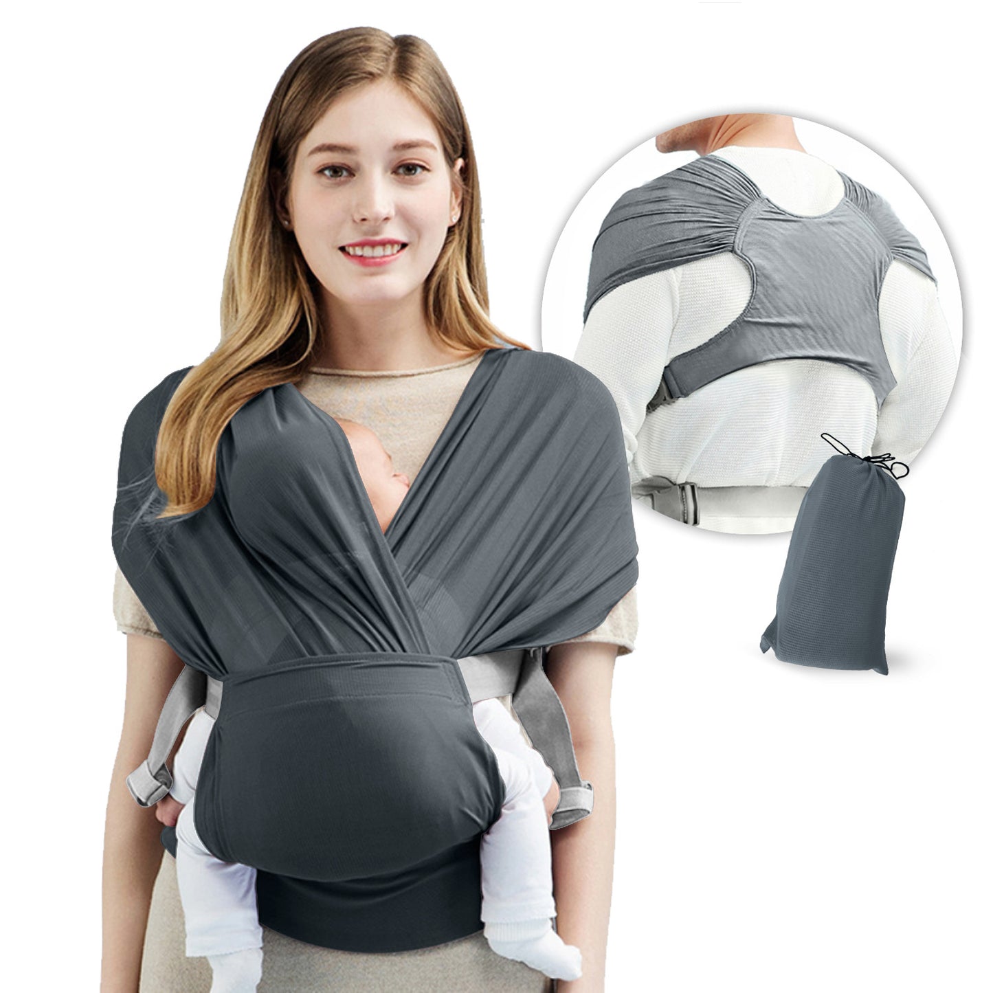 Baby Sling Wrap Stretchy Carrier – Breathable, No-Wrap Baby Carrier for Newborns, Infants & Preemies
