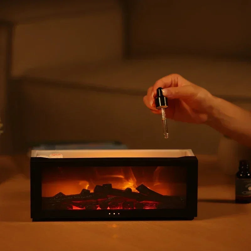Fireplace Flame Humidifier with Essential Oil Diffuser & Remote Control | 7 LED Colors