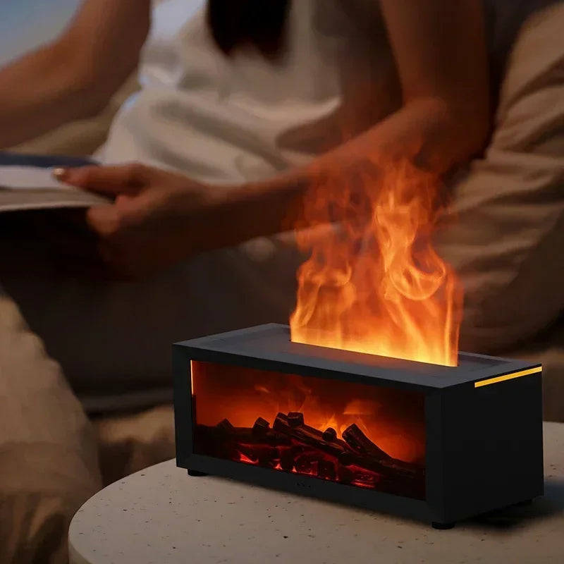 Fireplace Flame Humidifier with Essential Oil Diffuser & Remote Control | 7 LED Colors