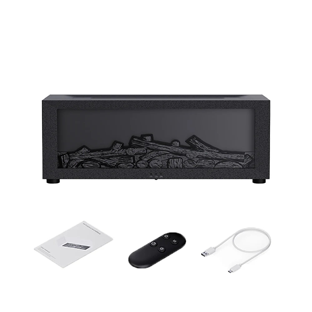 Fireplace Flame Humidifier with Essential Oil Diffuser & Remote Control | 7 LED Colors