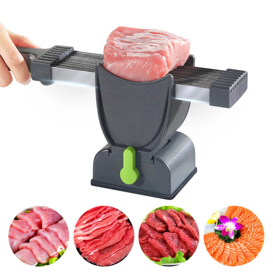 Fresh Meat Slicer Cleaver Set | Stainless Steel 17-Blade Cutter with Adjustable Thickness