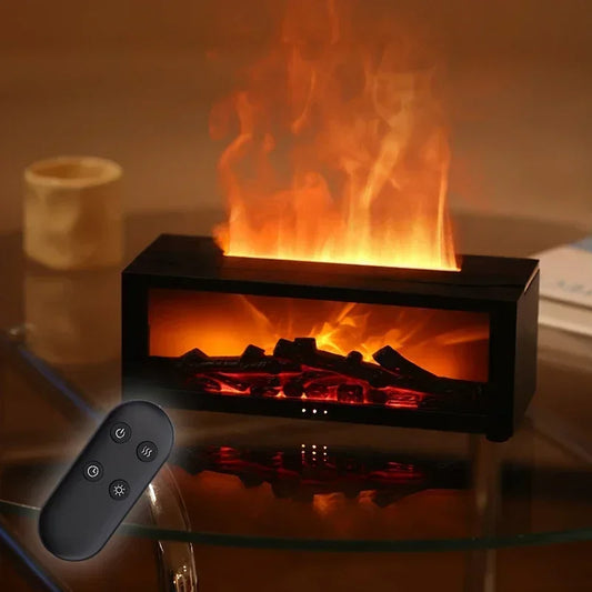 Fireplace Flame Humidifier with Essential Oil Diffuser & Remote Control | 7 LED Colors
