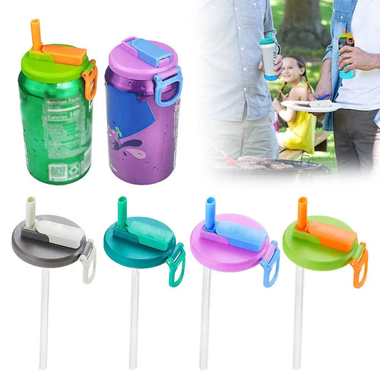 Reusable Soda Can Lid Covers with Silicone Straws – Spill-Proof, BPA-Free, Colorful Drink Covers (Fits 2.13" Cans)