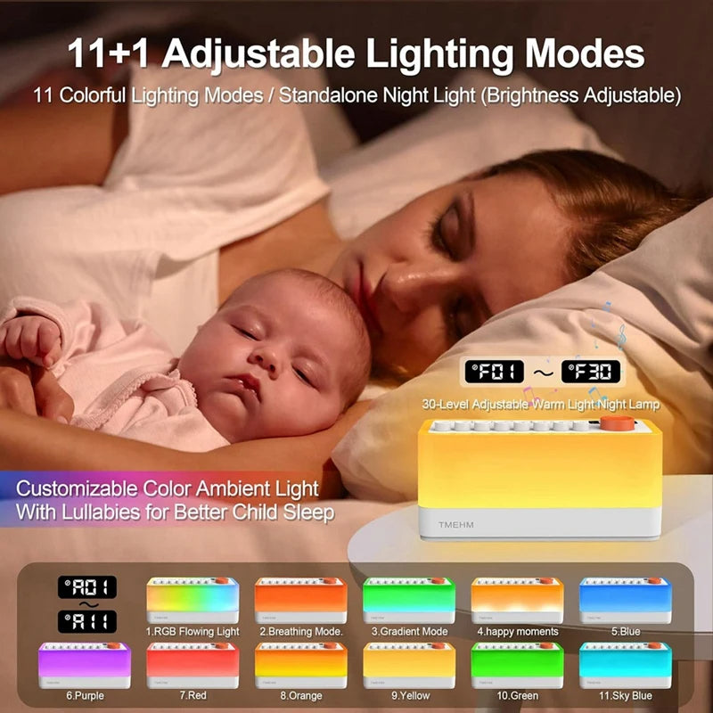 Ambient Sound Machine – 8 Soothing Sounds, Night Light, Bluetooth Speaker & Sleep Timer