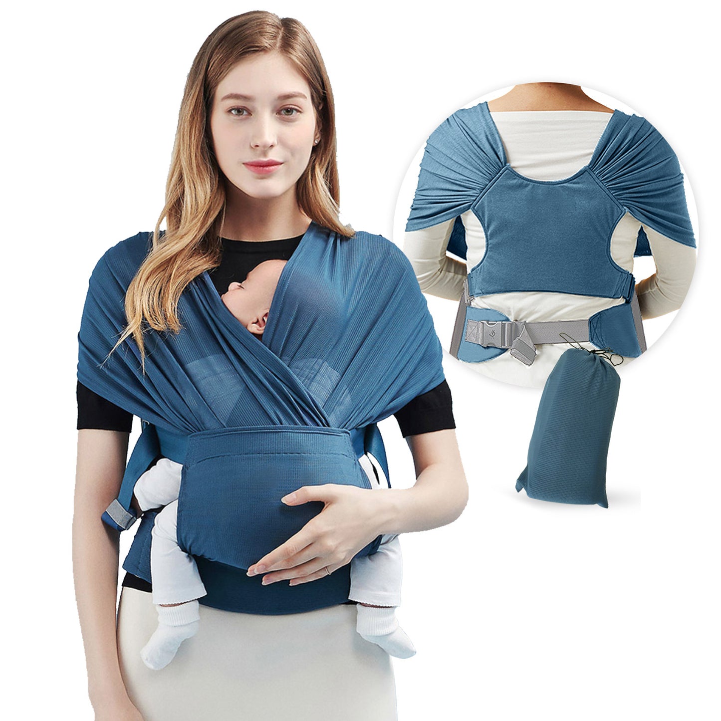 Baby Sling Wrap Stretchy Carrier – Breathable, No-Wrap Baby Carrier for Newborns, Infants & Preemies