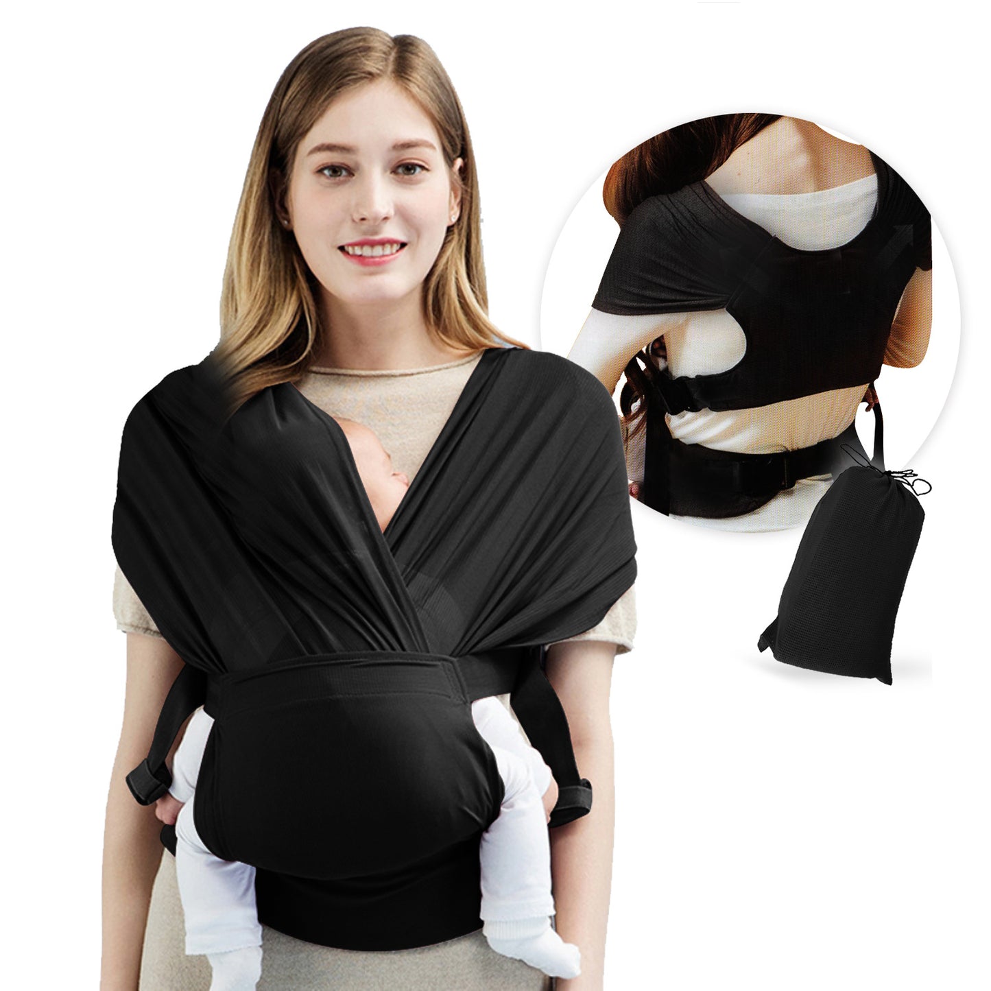 Baby Sling Wrap Stretchy Carrier – Breathable, No-Wrap Baby Carrier for Newborns, Infants & Preemies